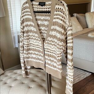 Laundry By Shelli Segal Tan and White Women's Cardigan